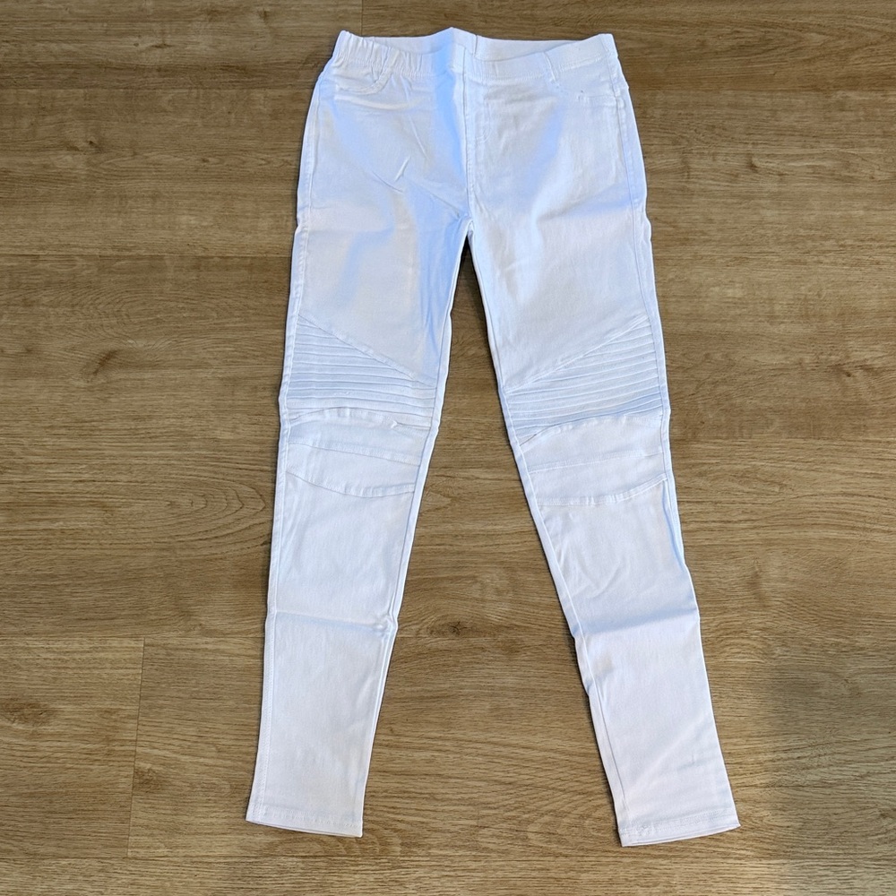 White Moto-Style Stretch Leggings NWT